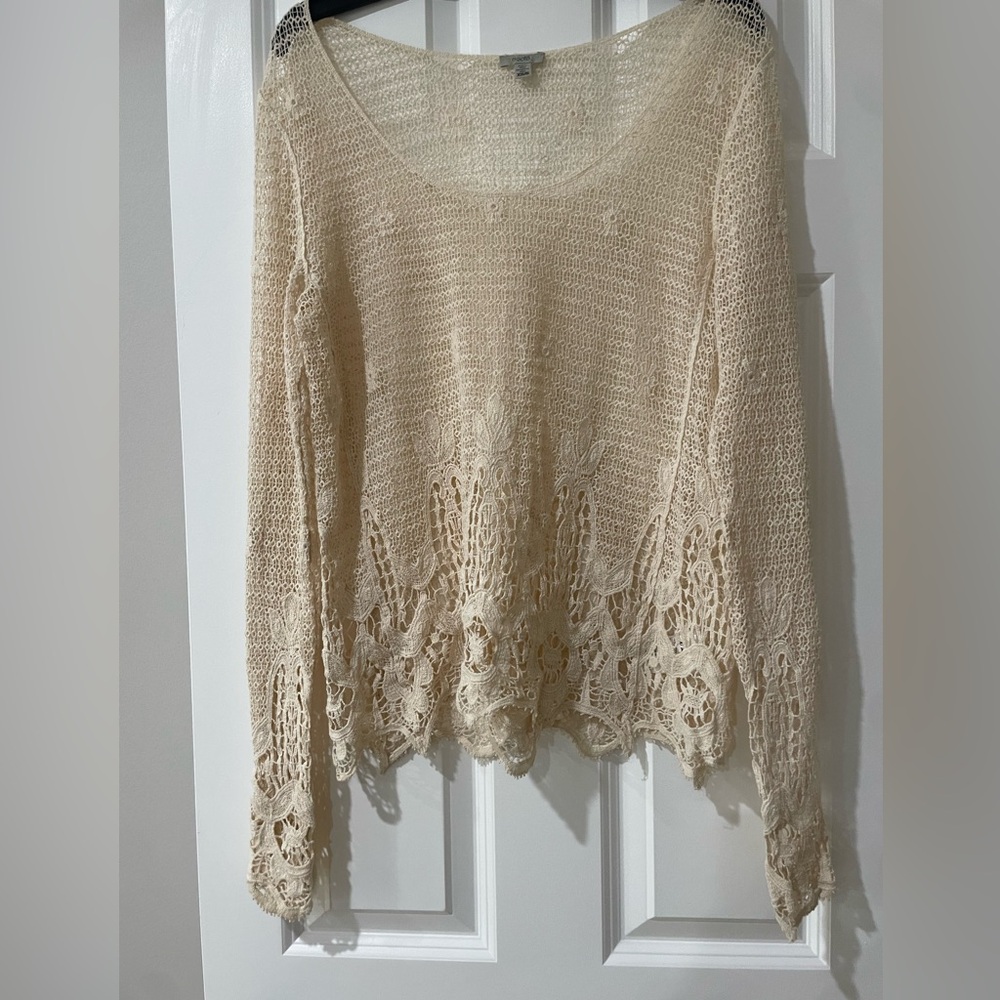 Ecote Cream Lace Knit Sweater